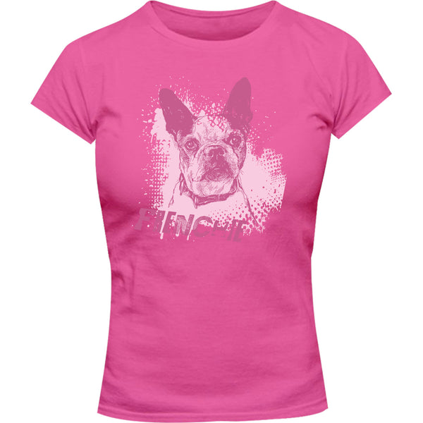 Frenchie Colour Overlay - Ladies Slim Fit Tee - Graphic Tees Australia