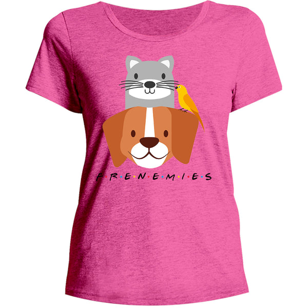 Frenemies Cat Dog Bird - Ladies Relaxed Fit Tee - Graphic Tees Australia