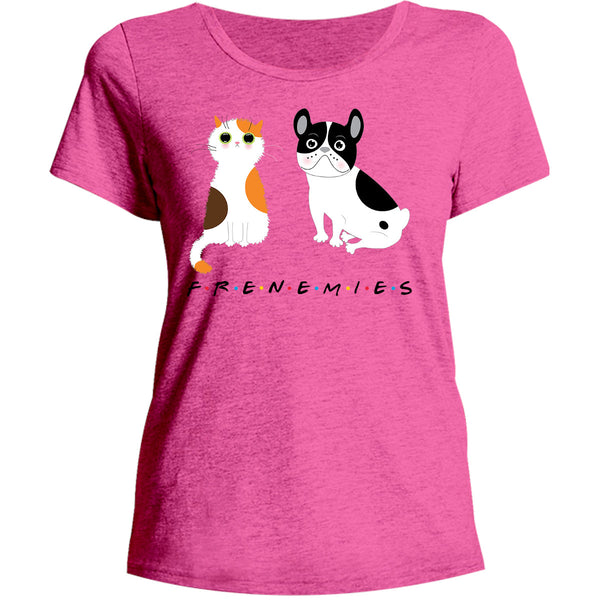 Frenemies Cat Dog - Ladies Relaxed Fit Tee - Graphic Tees Australia