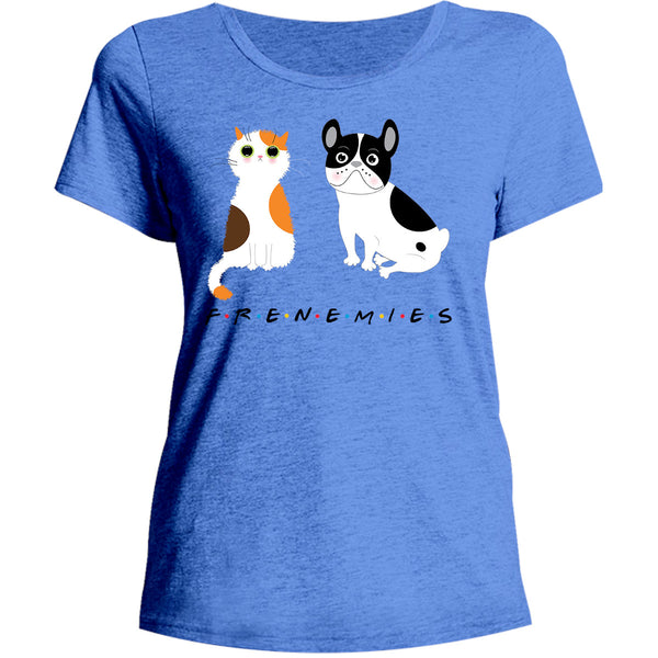 Frenemies Cat Dog - Ladies Relaxed Fit Tee - Graphic Tees Australia