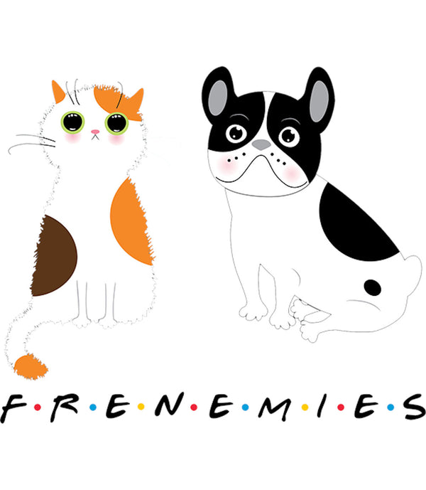 Frenemies Cat Dog - Ladies Relaxed Fit Tee - Graphic Tees Australia
