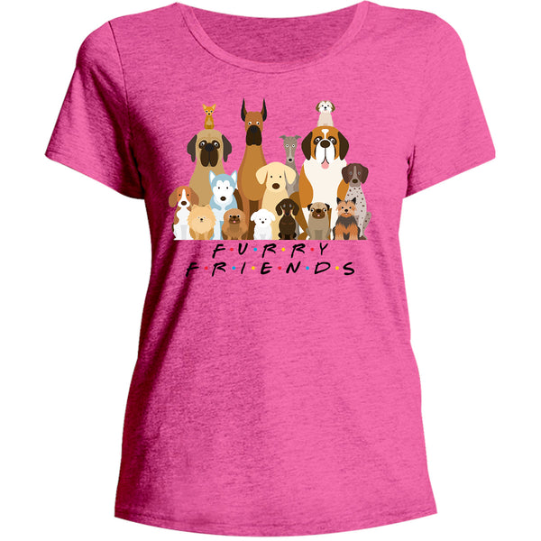 Furry Friends Group of Dogs - Ladies Relaxed Fit Tee - Graphic Tees Australia