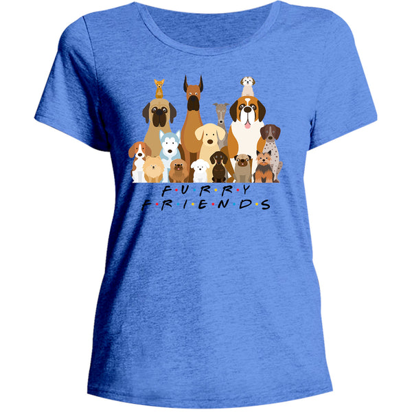 Furry Friends Group of Dogs - Ladies Relaxed Fit Tee - Graphic Tees Australia