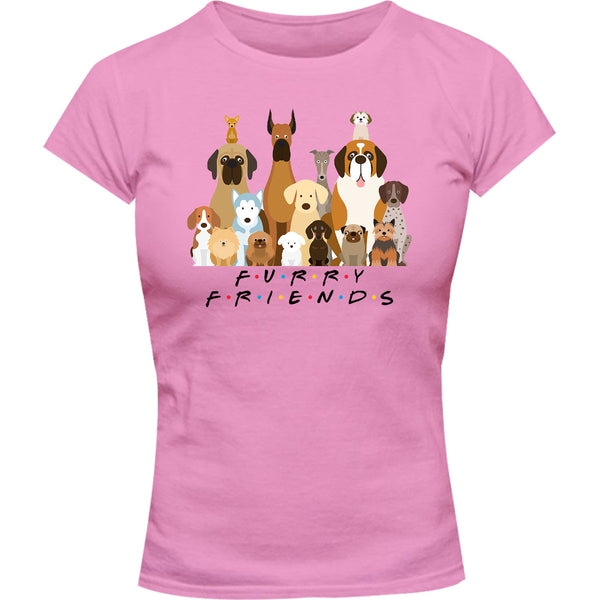 Furry Friends Group of Dogs - Ladies Slim Fit Tee - Graphic Tees Australia