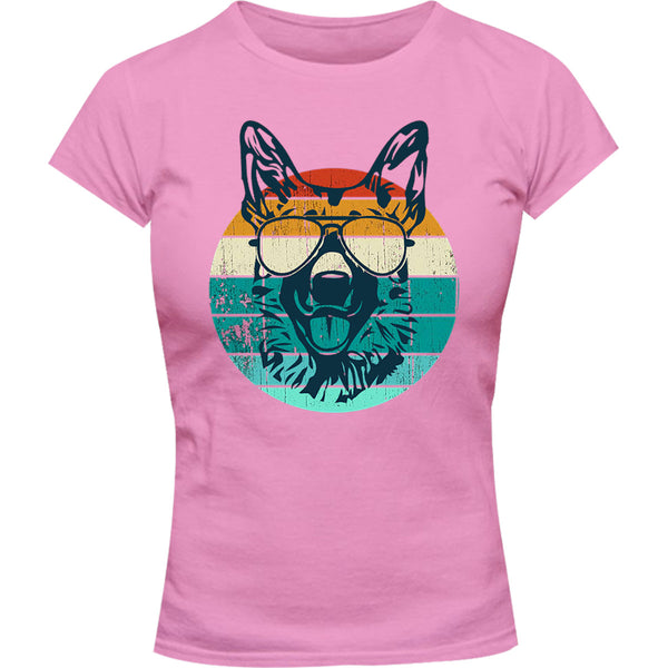 German Shepherd Retro - Ladies Slim Fit Tee - Graphic Tees Australia