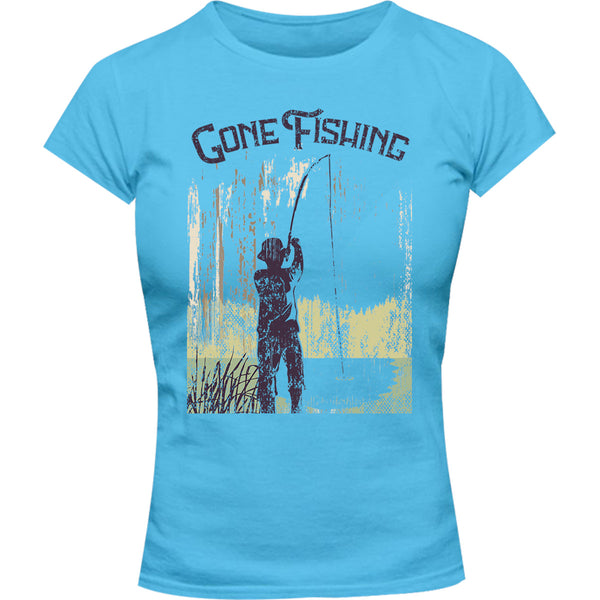 Gone Fishing - Ladies Slim Fit Tee - Graphic Tees Australia