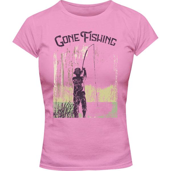Gone Fishing - Ladies Slim Fit Tee - Graphic Tees Australia