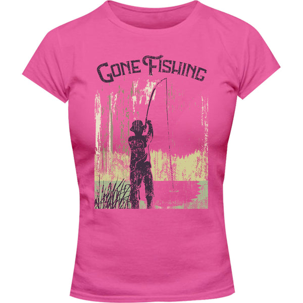 Gone Fishing - Ladies Slim Fit Tee - Graphic Tees Australia