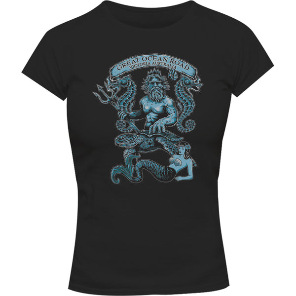 Great Ocean Road King Neptune - Ladies Slim Fit Tee - Graphic Tees Australia