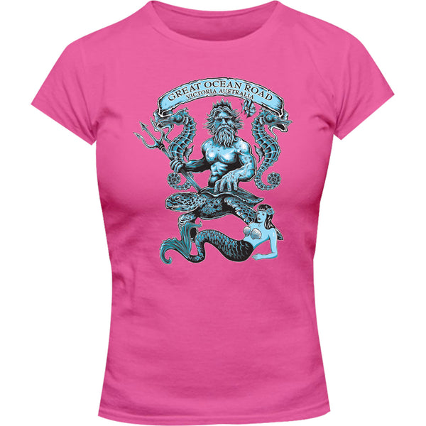 Great Ocean Road King Neptune - Ladies Slim Fit Tee - Graphic Tees Australia