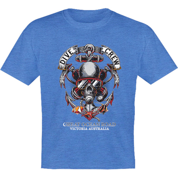 Great Ocean Road Skull Dive Crew - Youth & Infant Tee - Graphic Tees Australia