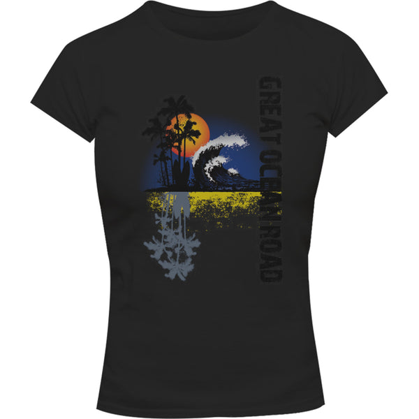 Great Ocean Road Surf Retro - Ladies Slim Fit Tee - Graphic Tees Australia