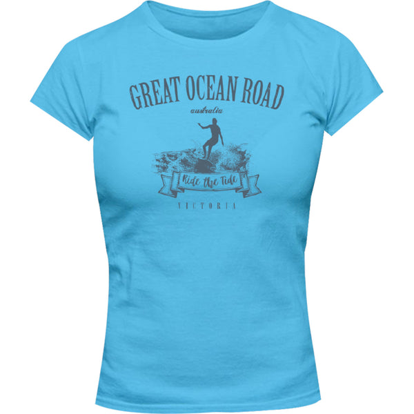 Great Ocean Road Vintage mono - Ladies Slim Fit Tee - Graphic Tees Australia