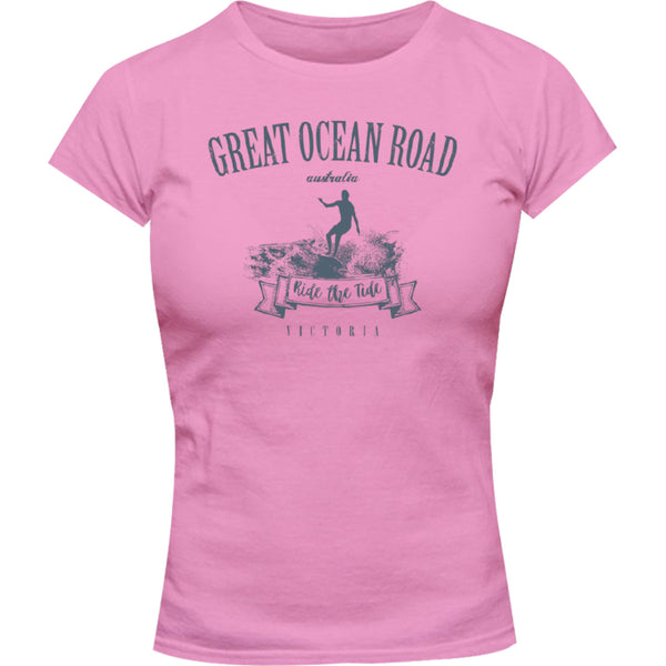 Great Ocean Road Vintage mono - Ladies Slim Fit Tee - Graphic Tees Australia