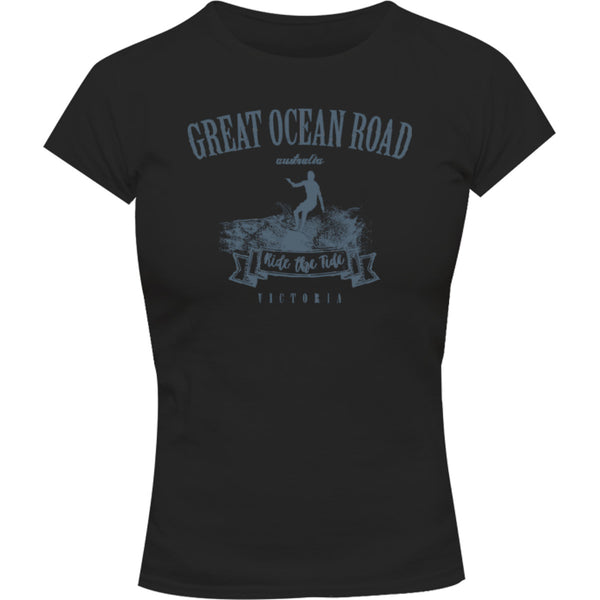 Great Ocean Road Vintage mono - Ladies Slim Fit Tee - Graphic Tees Australia