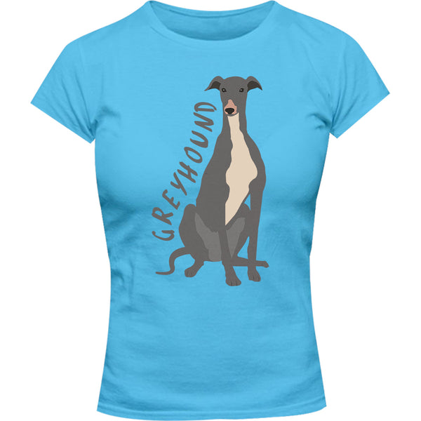 Greyhound Cartoon - Ladies Slim Fit Tee - Graphic Tees Australia