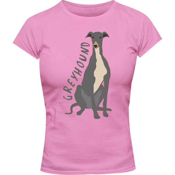 Greyhound Cartoon - Ladies Slim Fit Tee - Graphic Tees Australia