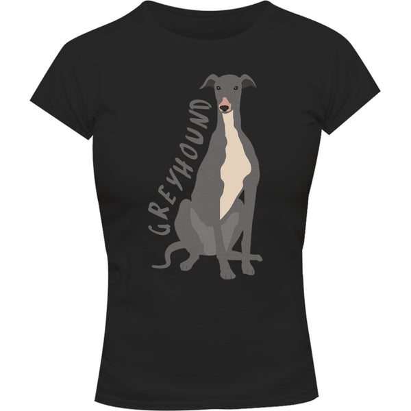 Greyhound Cartoon - Ladies Slim Fit Tee - Graphic Tees Australia