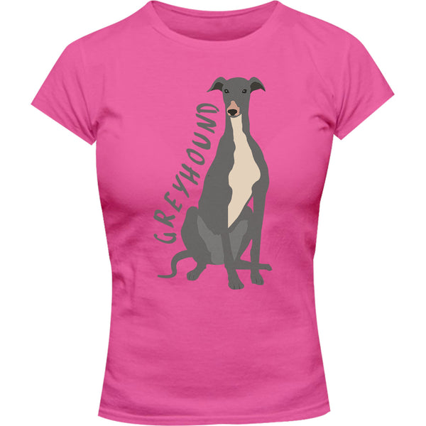 Greyhound Cartoon - Ladies Slim Fit Tee - Graphic Tees Australia