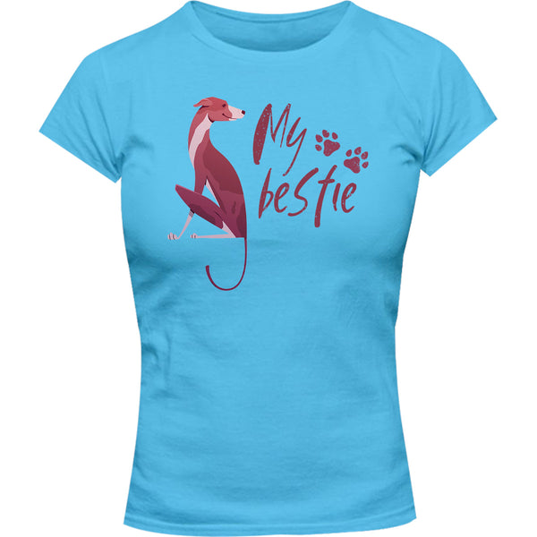 Greyhound My Bestie - Ladies Slim Fit Tee - Graphic Tees Australia