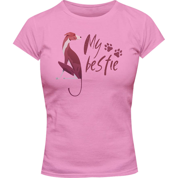 Greyhound My Bestie - Ladies Slim Fit Tee - Graphic Tees Australia
