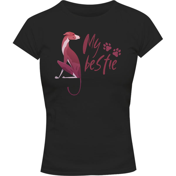 Greyhound My Bestie - Ladies Slim Fit Tee - Graphic Tees Australia