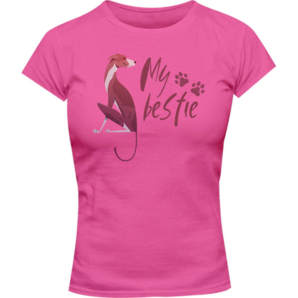 Greyhound My Bestie - Ladies Slim Fit Tee - Graphic Tees Australia