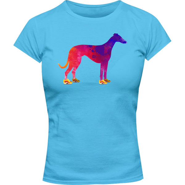 Greyhound In Running Shoes - Ladies Slim Fit Tee - Graphic Tees Australia