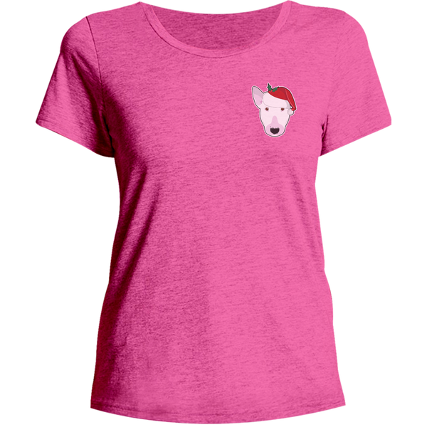 Santa Hat Bull Terrier Pocket - Ladies Relaxed Fit Tee
