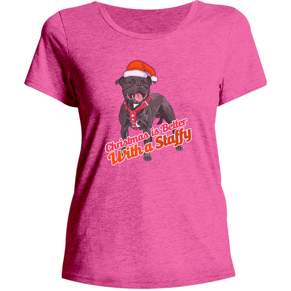 Christmas Is Better With A Staffy - Ladies Relaxed Fit Tee