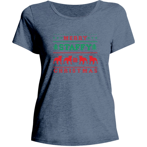 Merry Staffy Christmas - Ladies Relaxed Fit Tee