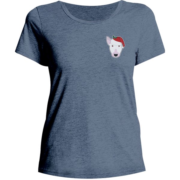 Santa Hat Bull Terrier Pocket - Ladies Relaxed Fit Tee