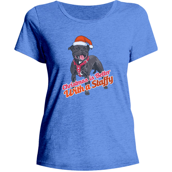 Christmas Is Better With A Staffy - Ladies Relaxed Fit Tee
