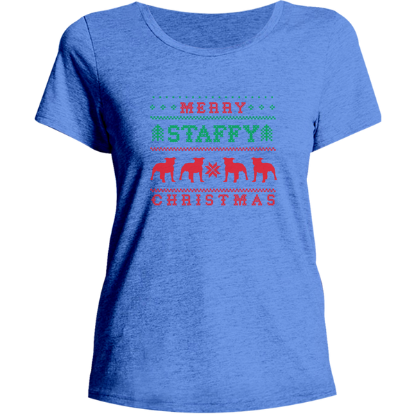 Merry Staffy Christmas - Ladies Relaxed Fit Tee