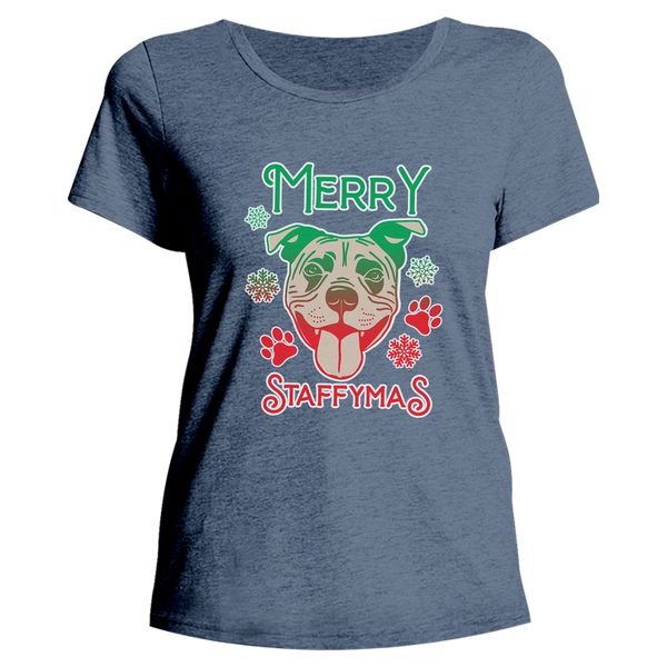 Merry Staffymas - Ladies Relaxed Fit Tee