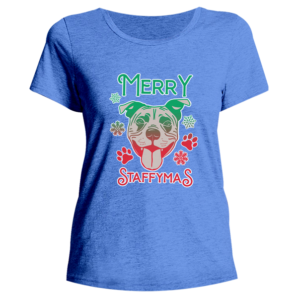 Merry Staffymas - Ladies Relaxed Fit Tee