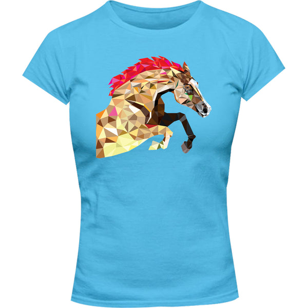 Horse Geometric Pattern - Ladies Slim Fit Tee - Graphic Tees Australia