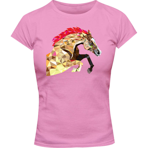 Horse Geometric Pattern - Ladies Slim Fit Tee - Graphic Tees Australia