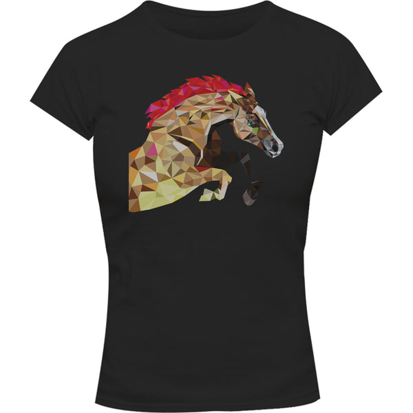 Horse Geometric Pattern - Ladies Slim Fit Tee - Graphic Tees Australia