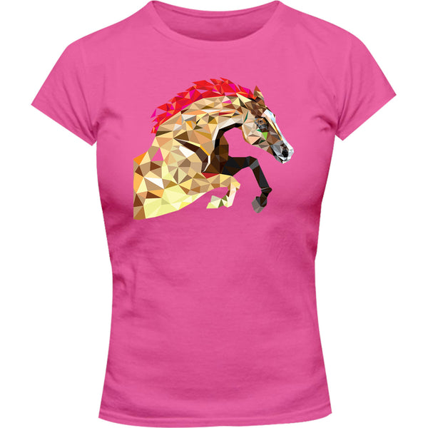 Horse Geometric Pattern - Ladies Slim Fit Tee - Graphic Tees Australia