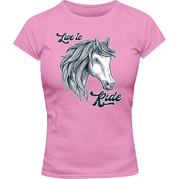 Horse Head Live to Ride - Ladies Slim Fit Tee - Graphic Tees Australia