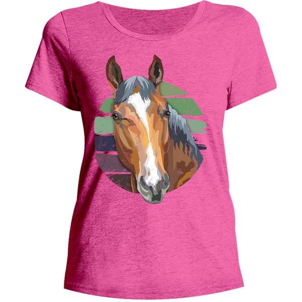 Horse Retro Style - Ladies Relaxed Fit Tee - Graphic Tees Australia