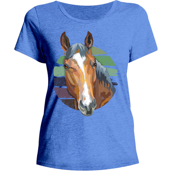 Horse Retro Style - Ladies Relaxed Fit Tee - Graphic Tees Australia