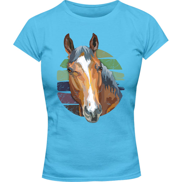 Horse Retro Style - Ladies Slim Fit Tee - Graphic Tees Australia