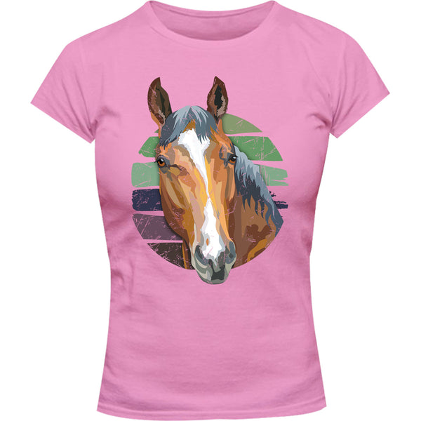 Horse Retro Style - Ladies Slim Fit Tee - Graphic Tees Australia
