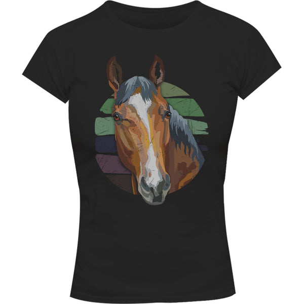 Horse Retro Style - Ladies Slim Fit Tee - Graphic Tees Australia