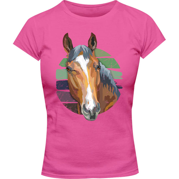Horse Retro Style - Ladies Slim Fit Tee - Graphic Tees Australia