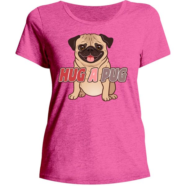 Hug A Pug - Ladies Relaxed Fit Tee - Graphic Tees Australia