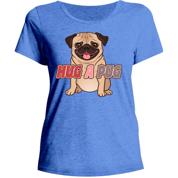 Hug A Pug - Ladies Relaxed Fit Tee - Graphic Tees Australia