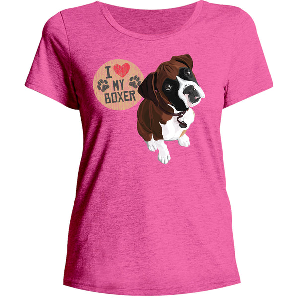 I Love My Boxer - Ladies Relaxed Fit Tee - Graphic Tees Australia